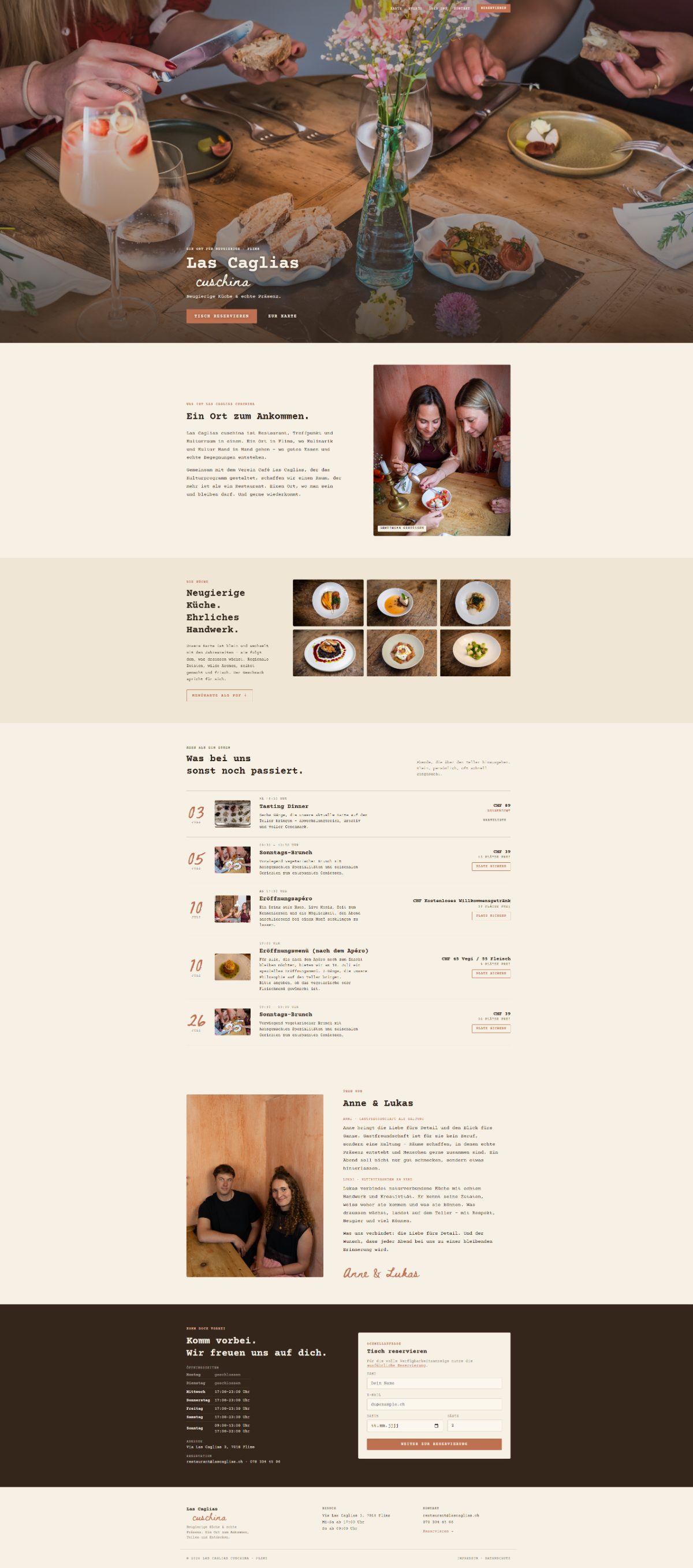 Website Las Caglias Cuschina — Startseite